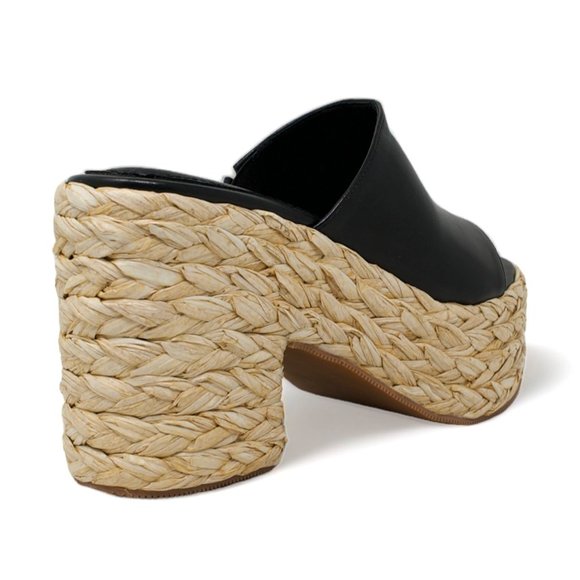 Slip On High Heel Slides Espadrille Flatform Sandals Mules for Women - Picture 3 of 4